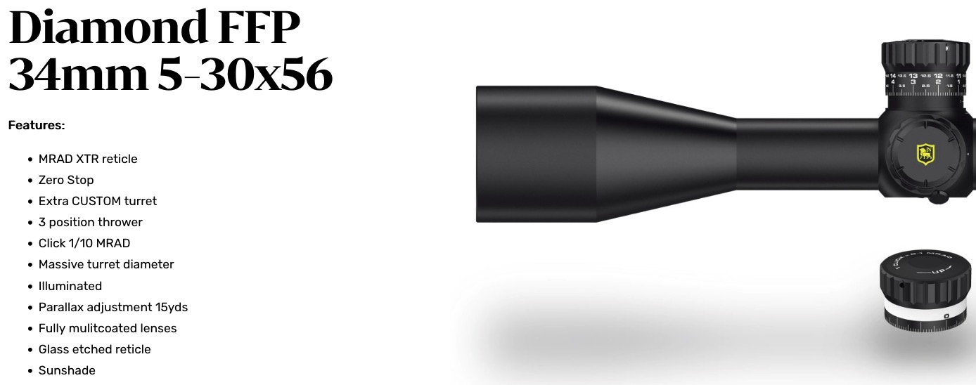Nikko Diamond FFP 34mm 5-30×56 Mrad XTR